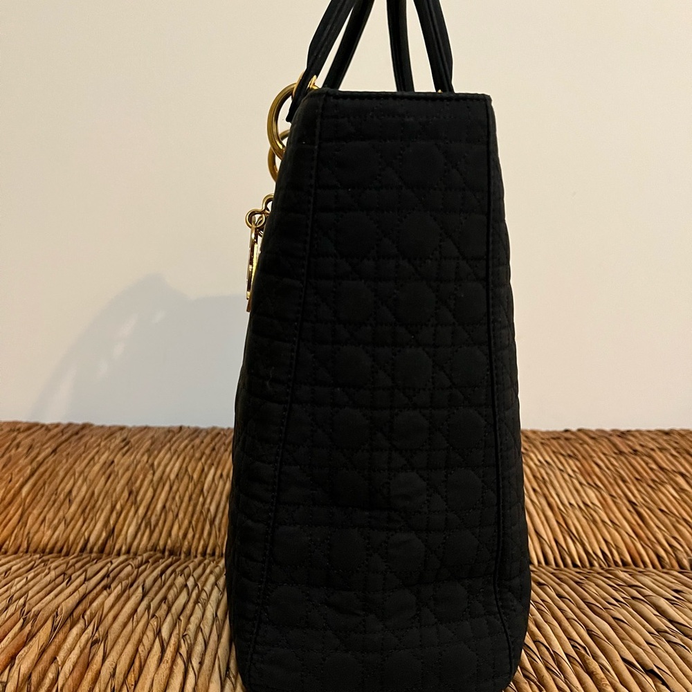 Authentic Lady Dior Black Cannage fabric bag with Gold Hardware - Picture 9 of 10